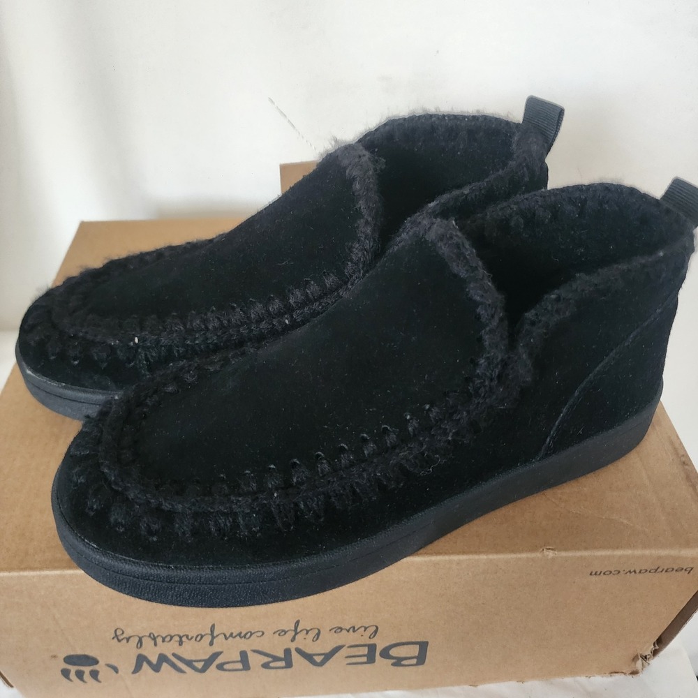Bearpaw Chrishell Women Suede Crochet Bootie Size 8 New Black